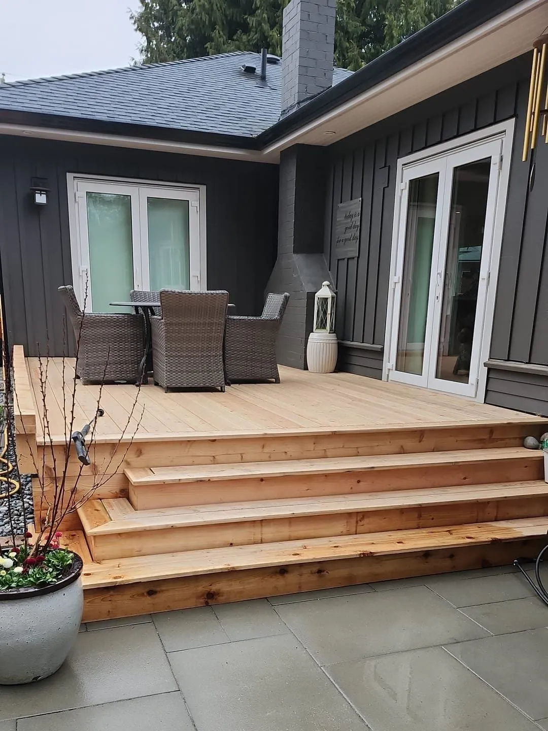 Finished landscape and deck built by Clearway Site Services