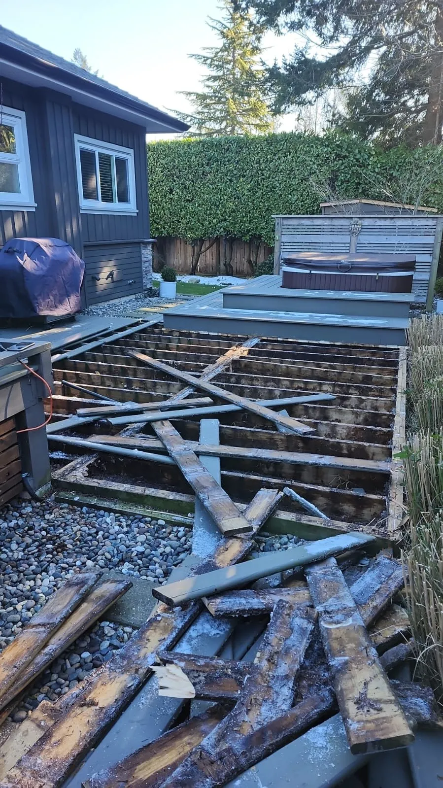 Before: rotten deck to stone patio