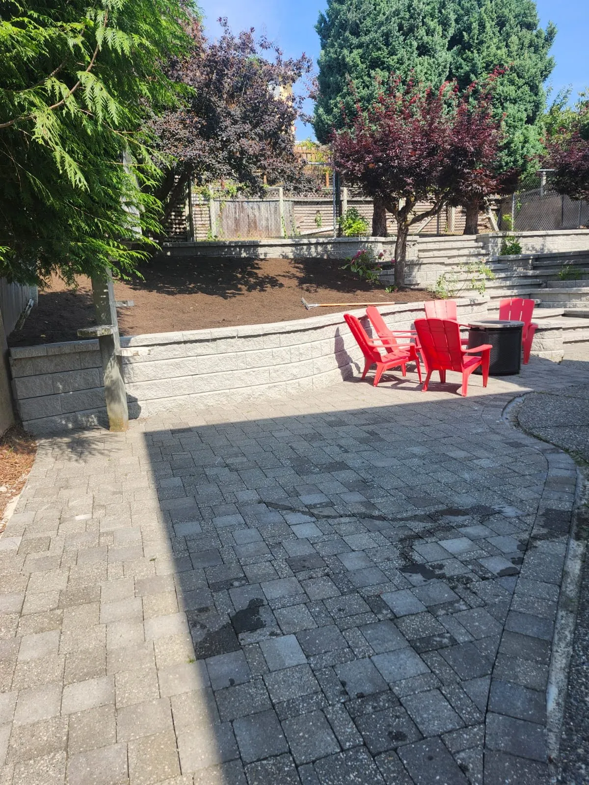 Finished paver patio and seating area